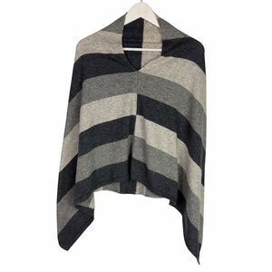 Women’s Cashmere Gray Stripe Cape Poncho